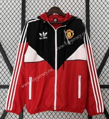 2024-2025 Manchester United Red&Black Thailand Trench Coats With Hat-0255