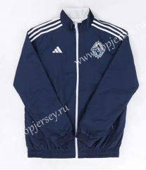 (S-3XL) 2024-2025 Vancouver Whitecaps Royal Blue&White Double-Sided Wear Thailand Trench Coats-0255