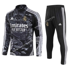 (S-3XL) 2023-2024 Special Version Real Madrid Black Thailand Soccer Tracksuit-GDP