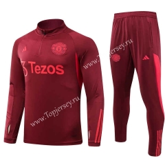 （S-3XL）2023-2024 Manchester United Maroon Thailand Soccer Tracksuit-GDP
