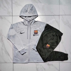 2023-2024 Barcelona Light Gray Thailand Soccer Jacket Uniform With Hat-815