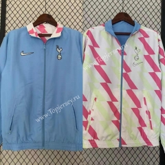 (S-3XL) 2024-2025 Tottenham Hotspur Blue&White&Pink Double-Sided Wear Thailand Trench Coats-0255