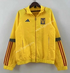(S-3XL) 2024-2025 Tigres UANL Yellow Double-Sided Wear Thailand Trench Coats-0255