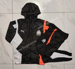 2023-2024 Olympique Marseille Black Thailand Soccer Coat Uniform With Hat-815