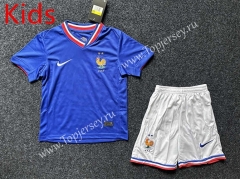 2024-2025 France Home Blue Kids/Youth Soccer Uniform-GB