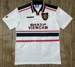 Retro Version 98-99 Manchester United Away White Thailand Soccer Jersey AAA-SL