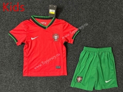 2024-2025 Portugal Home Red Kids/Youth Soccer Uniform-GB