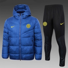 2023-2024 Inter Milan Camouflage Blue Thailand Soccer Cotton Coat Uniform With Hat-815