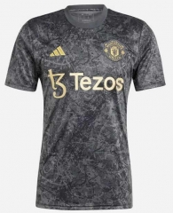 2023-2024 Pre-match Manchester United Gray&Black Thailand Soccer Jersey AAA