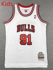 Retro Version Chicago Bulls White #91 Kids NBA Jersey-1380