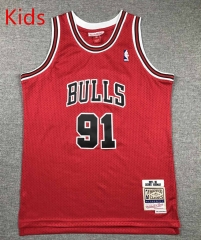 Retro Version Chicago Bulls Red #91 Kids NBA Jersey-1380