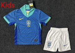 2024-2025 Brazil Away Blue Kid/Youth Soccer Uniform-GB