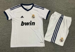 Retro Version 12-13 Real Madrid Home White Kids/Youth Soccer Uniform