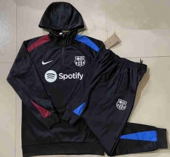 2024-2025 Barcelona Black Thailand Soccer Tracksuit With Hat-815