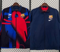 (S-3XL) 2024-2025 Barcelona Red&Black&Blue Double-Sided Wear Thailand Trench Coats-0255