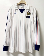 Retro Version 80-82 France Away White LS Thailand Soccer Jersey AAA-9755