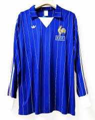 Retro Version 80-82 France Home Blue LS Thailand Soccer Jersey AAA-9755