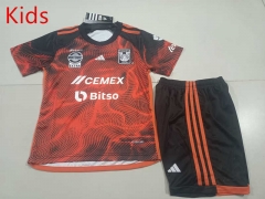 2023-2024 Tigres UANL 2nd Away Black&Orange Kids/Youth Soccer Uniform-507