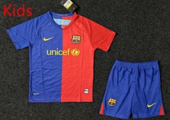 Retro Version 08-09 Barcelona Home Red&Blue Kid/Youth Soccer Uniform-GB
