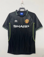 Retro Version 98-99 Manchester United 2nd Away Black Thailand Soccer Jersey AAA-811