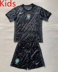 2024-2025 Brazil Goalkeeper Gray&Black Kid/Youth Soccer Uniform-AY