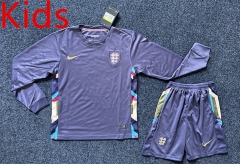 2024-2025 England Away Purple LS Kids/Youth Soccer Uniform-GB