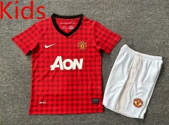 Retro Version 00-02 Manchester United Home Red Kids/Youth Soccer Uniform-7809