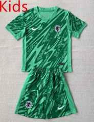 2024-2025 Netherlands Goalkeeper Green Kids/Youth Soccer Uniform-AY