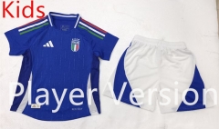 Player Version 2024-2025 Italy Home Blue Kids/Youth Soccer Uniform-9926