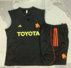 2023-2024 Roma Black Thailand Soccer Vest Tracksuit Uniform -815