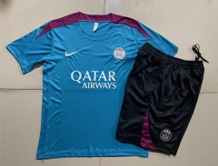 2024-2025 Paris SG Dark Blue Short-Sleeve Thailand Soccer Tracksuit -815