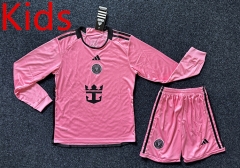 2024-2025 Inter Miami CF Home Pink LS Kids/Youth Soccer Uniform-GB