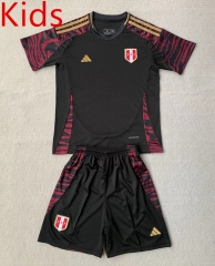 2024-2025 Peru Away Black Kids/Youth Soccer Uniform-AY