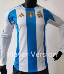 Without Patch Player Version 2024-2025 Argentina Home Blue and White LS Thailand Soccer Jersey AAA