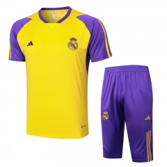 2023-2024 Real Madrid Yellow Short-Sleeve Thailand Soccer Tracksuit-815