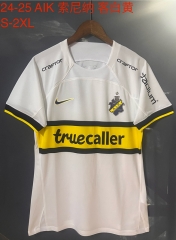 2024-2025 AIK Solna Away White&Yellow Thailand Soccer Jersey AAA-9171