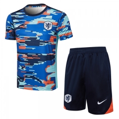 2024-2025 Netherlands Royal Blue Inkjet Short-Sleeved Thailand Soccer Tracksuit-815