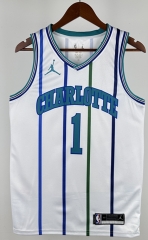 2019 Retro Version Charlotte Hornets White #1 NBA Jersey-311