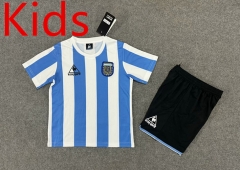 Retro Version 1986 Argentina Home Blue&White Kids/Youth Soccer Uniform-6748