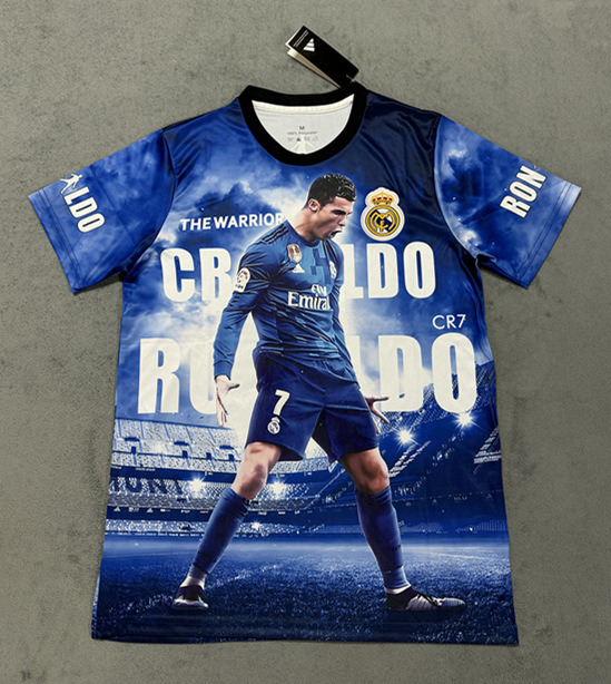 (S-3XL) 2025-2026 Champion Edition Cristiano Ronaldo Real Madrid Blue ...