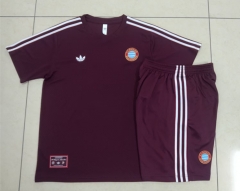 2025-2026 Bayern München Dark Red Short-sleeved Thailand Soccer Tracksuit-815