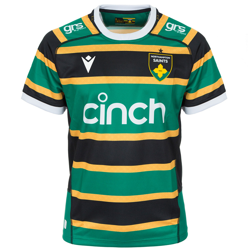 Saints Rugby Pattern 2026 Northampton saints Home Black&Green Thailand Rugby Shirt ...