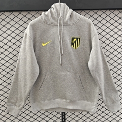 Player Version 25-26 Atletico Madrid Away Gray Thailand Soccer Tracksuit Top With Hat-LH