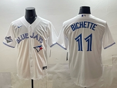 (Logo 2) Toronto Blue Jays White #11 Baseball Jersey-0840