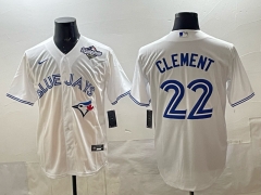 (Logo 3) Toronto Blue Jays White #22 Baseball Jersey-0840
