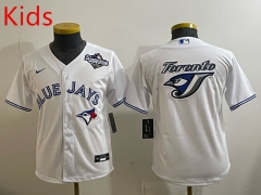 (Logo 6) Toronto Blue Jays White Kids/Youth Baseball Jersey-0840