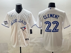 (Logo 2) Toronto Blue Jays White #22 Baseball Jersey-0840