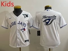 (Logo 7) Toronto Blue Jays White Kids/Youth Baseball Jersey-0840