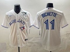 (Logo 4) Toronto Blue Jays White #11 Baseball Jersey-0840