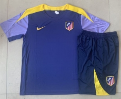 25-26 Atletico Madrid Cyan Short-sleeved Thailand Soccer Tracksuit-815